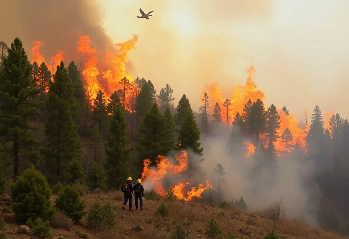 Firefighters battling a wildfire in Carolina Forest