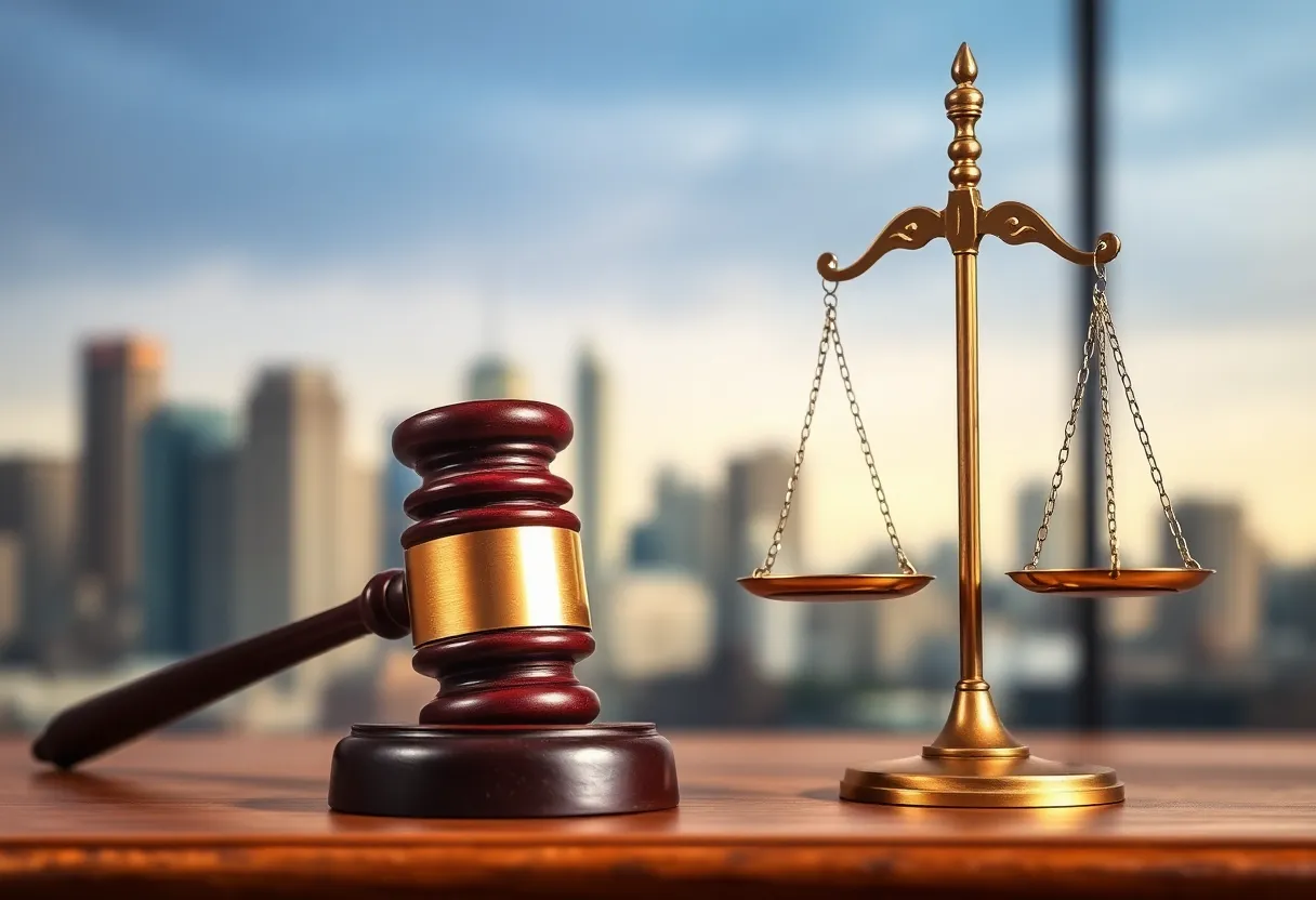 Symbol of justice in a courtroom