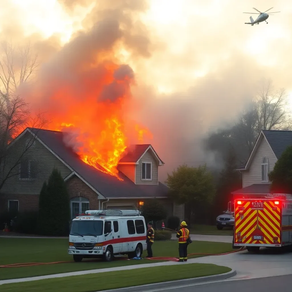 Firefighters responding to a house fire in Little River