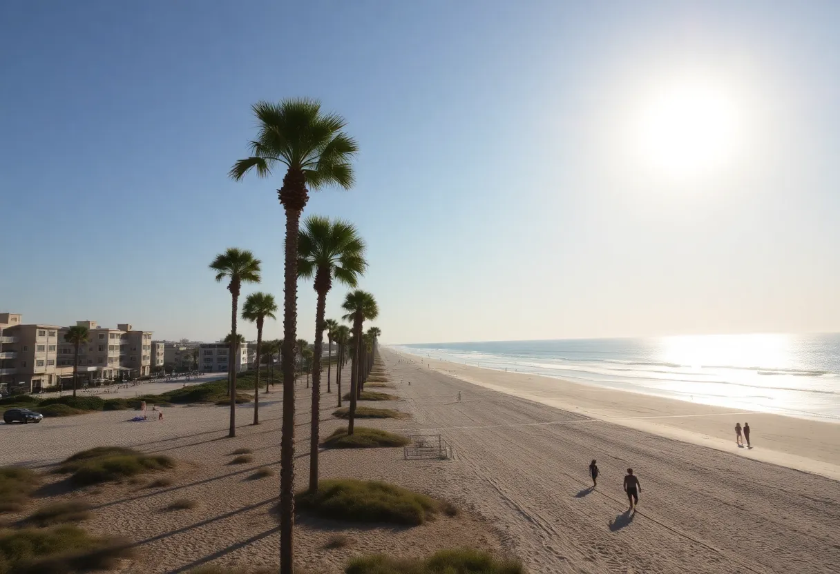 Scenic view of Myrtle Beach with people enjoying the beach