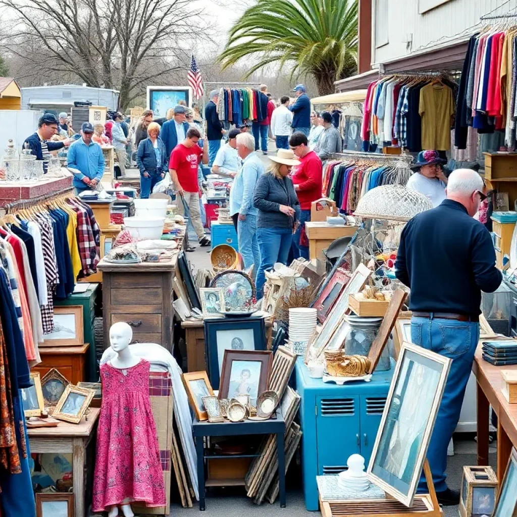 Crowd at Myrtle Beach Garage Sale looking through items