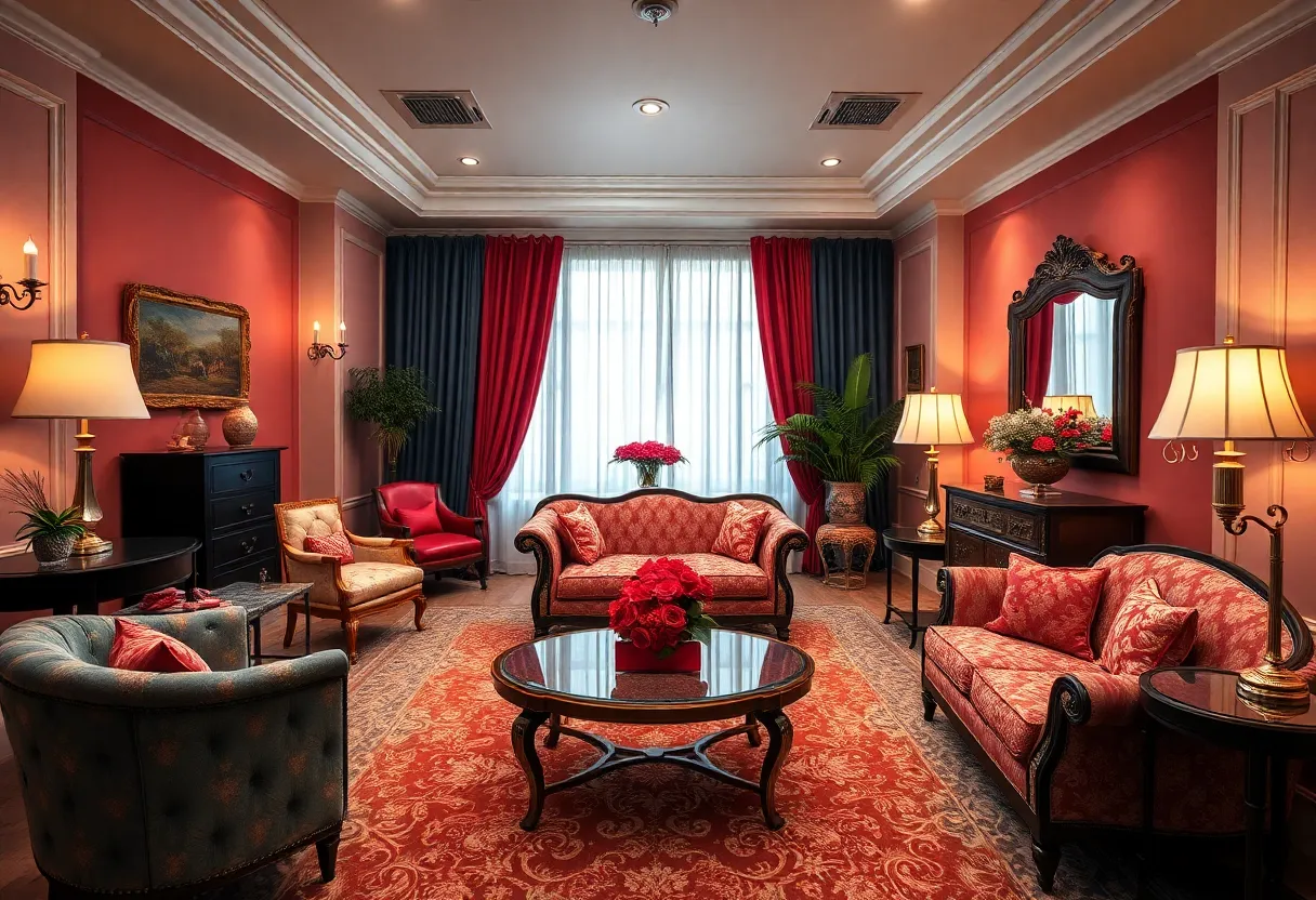 Cozy boudoir photography studio interior with elegant decor
