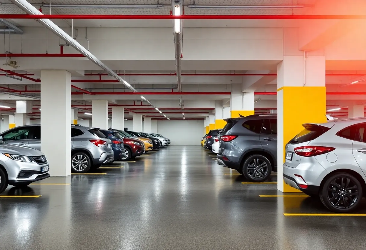 Durable DTFC flooring in a busy urban parking garage.
