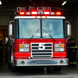 Engine 5 of the North Myrtle Beach Fire Department at the fire station.