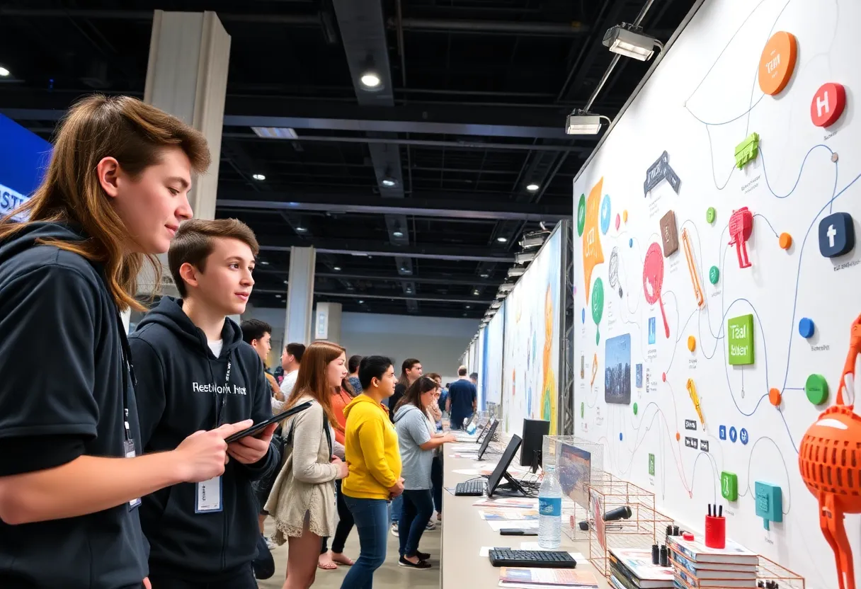 Students displaying their projects at the Horry County Schools Technology Fair.