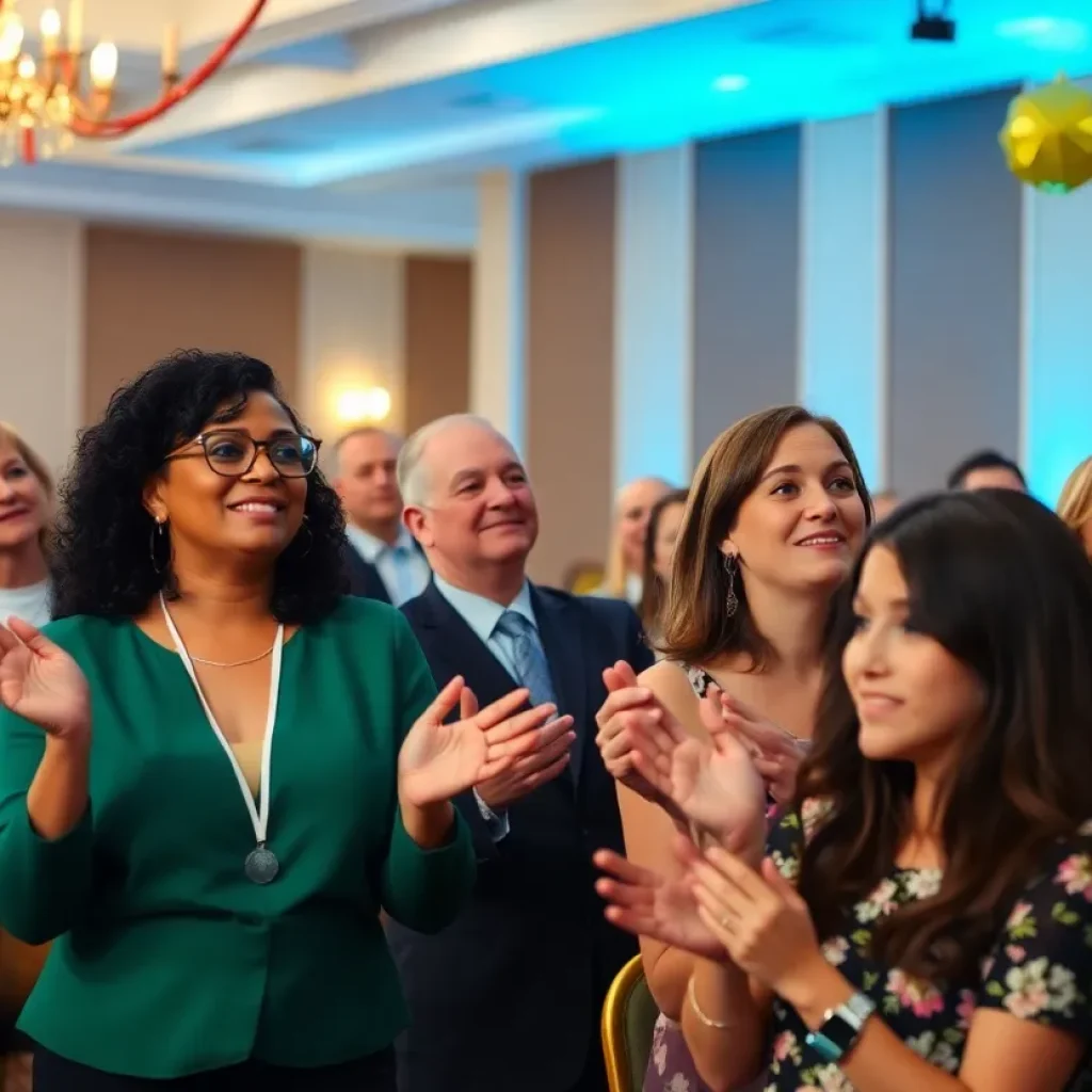 Celebration of Teacher of the Year in Horry County with educators and applauding audience