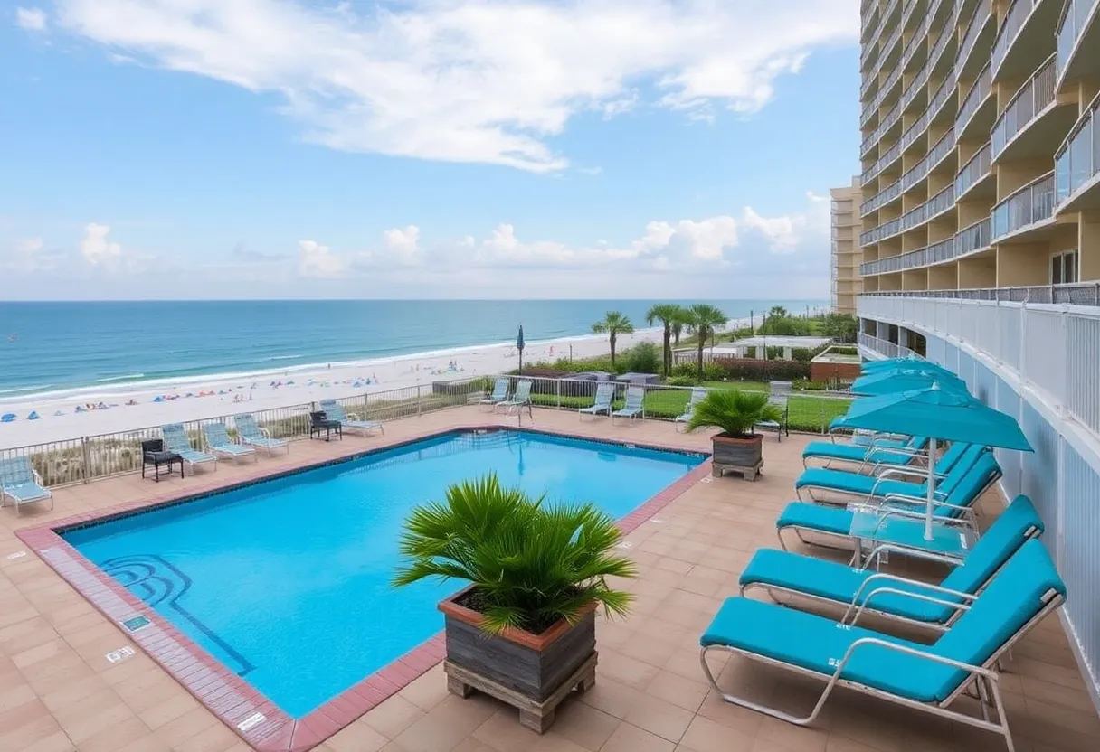 Indigo Hotel with swimming pool and beach in Myrtle Beach