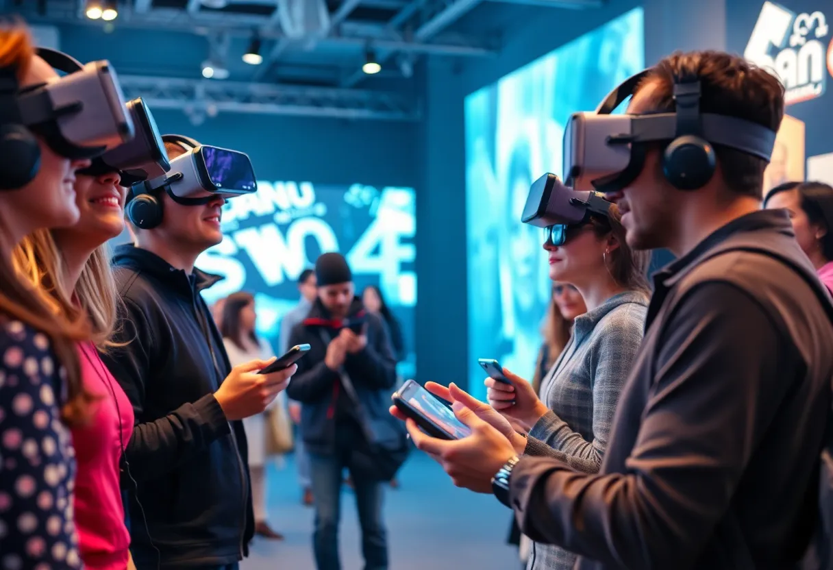 People engaging with interactive storytelling techniques
