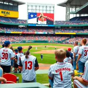 Students enjoying Jackie Robinson Day baseball game in Augusta