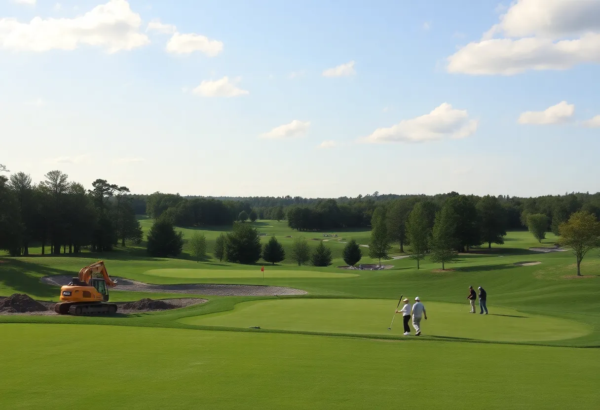 Golfers playing on the renovated front nine of King’s North Course at Myrtle Beach National Golf Club.