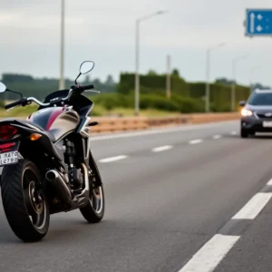 Scene of a motorcycle crash on a quiet highway in North Myrtle Beach.