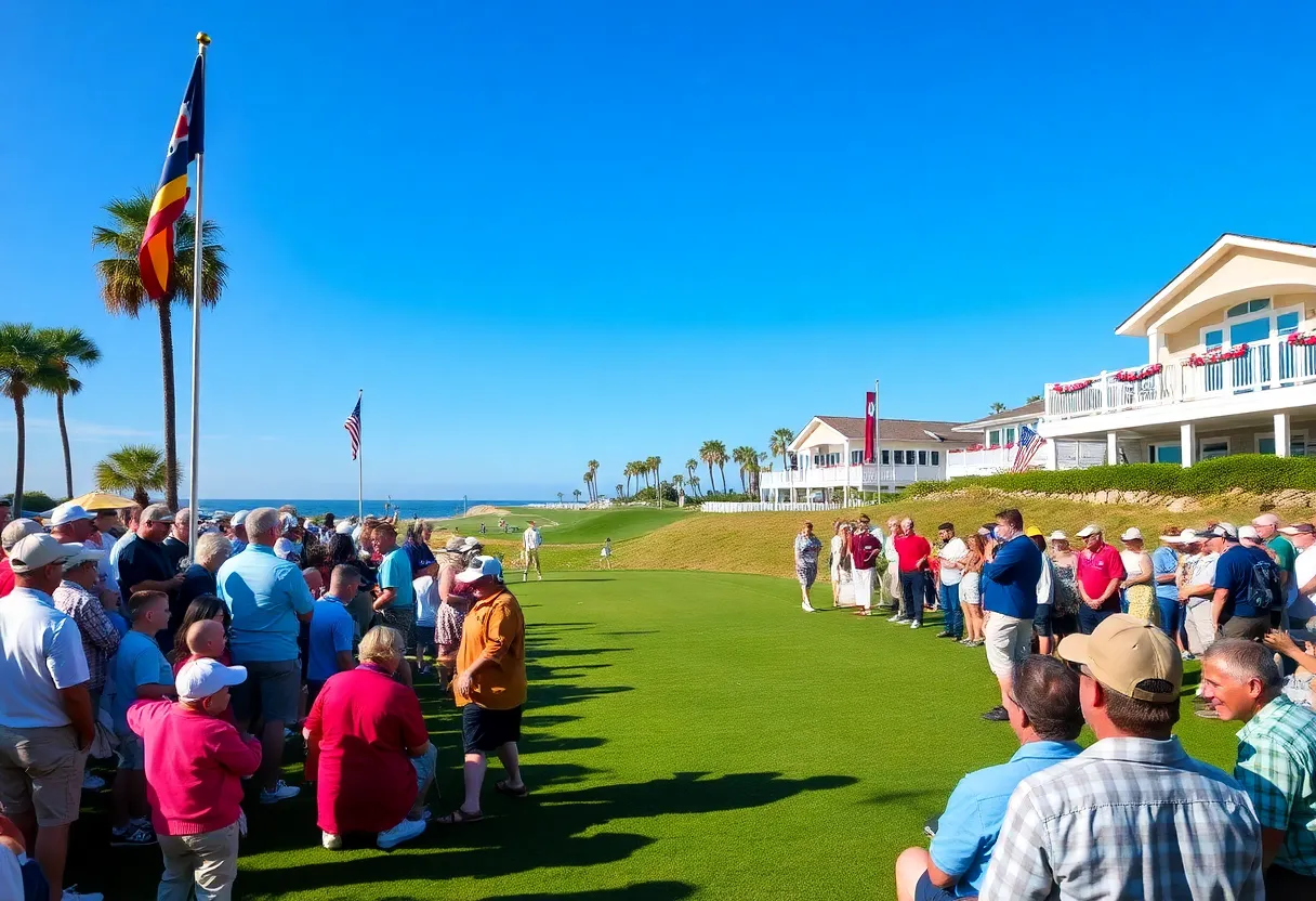 Spectators and players at the Myrtle Beach Classic golf tournament