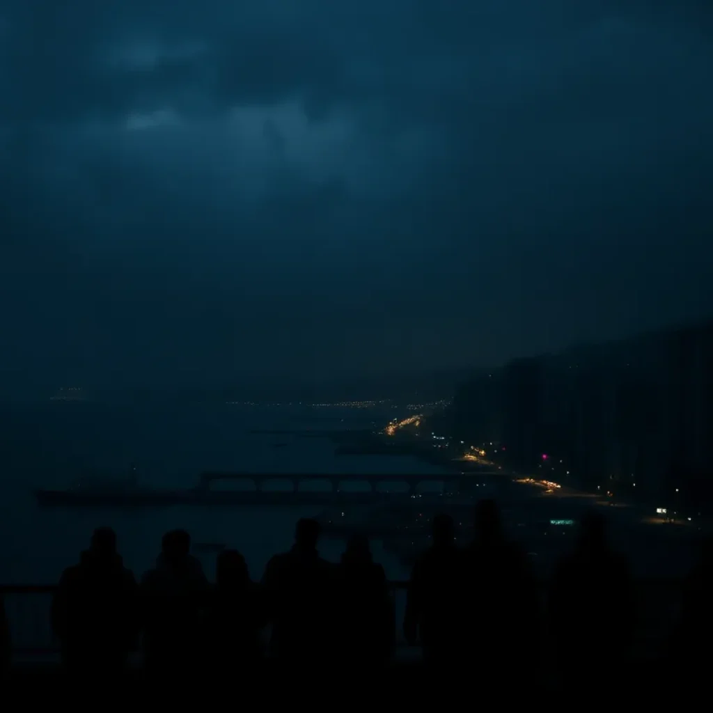A coastal city with a community discussing safety issues.