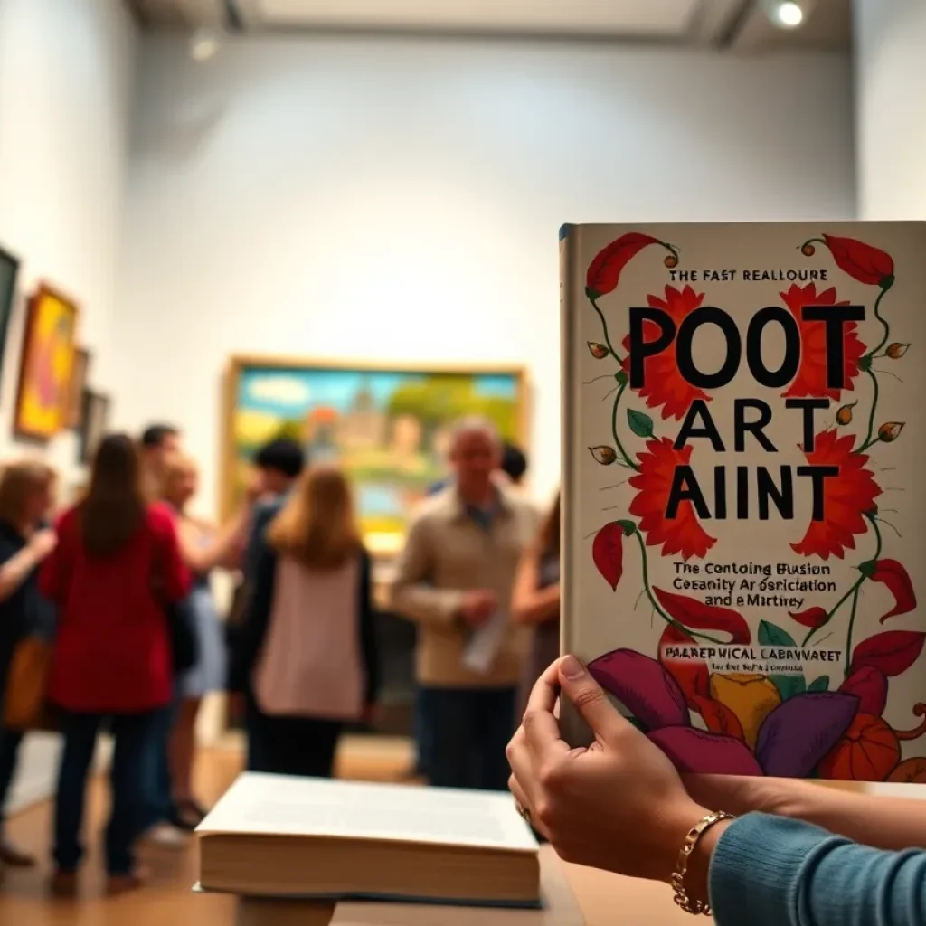 A gathering at the Myrtle Beach Art Museum celebrating poetry and art.