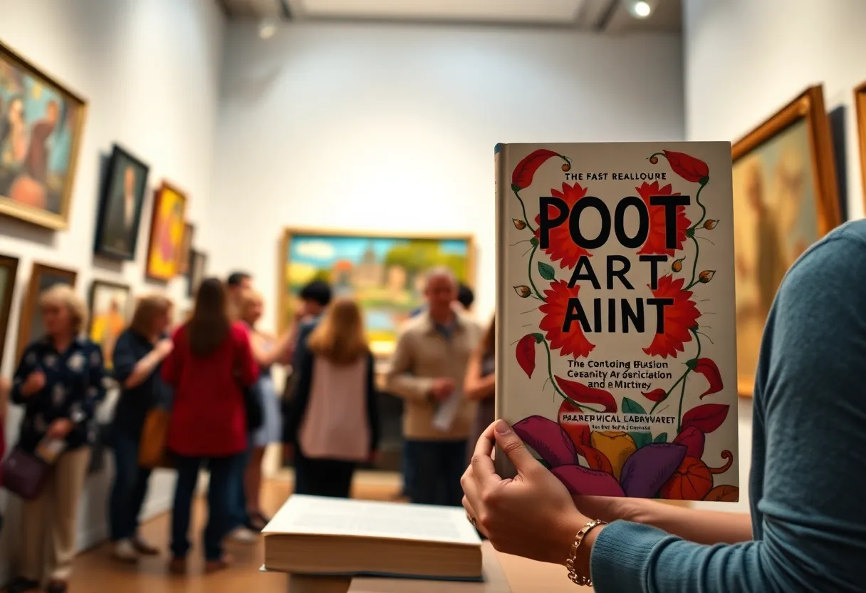 A gathering at the Myrtle Beach Art Museum celebrating poetry and art.