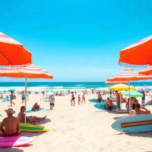 Crowd enjoying spring break at Myrtle Beach
