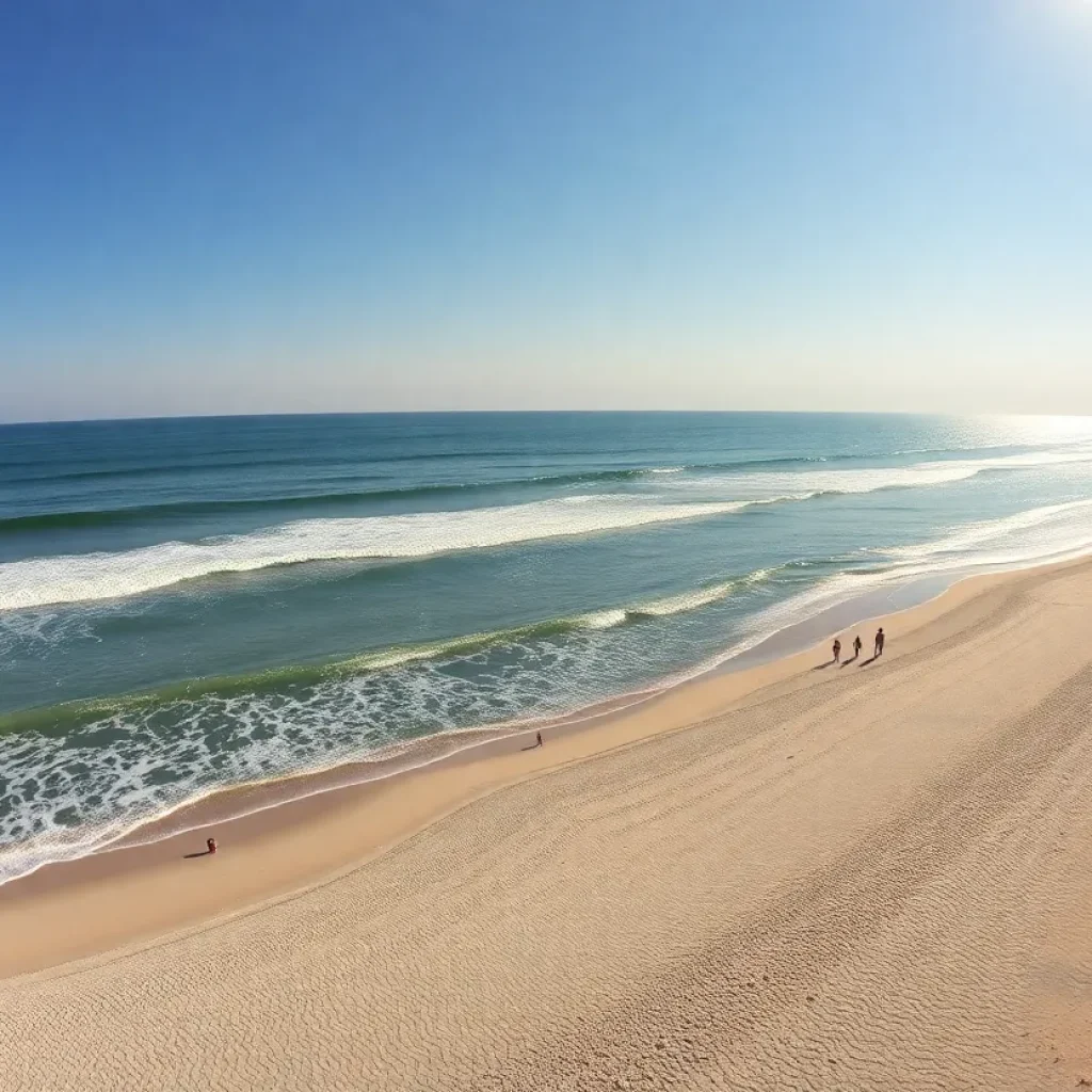 Stunning view of South Carolina beach with people relaxing