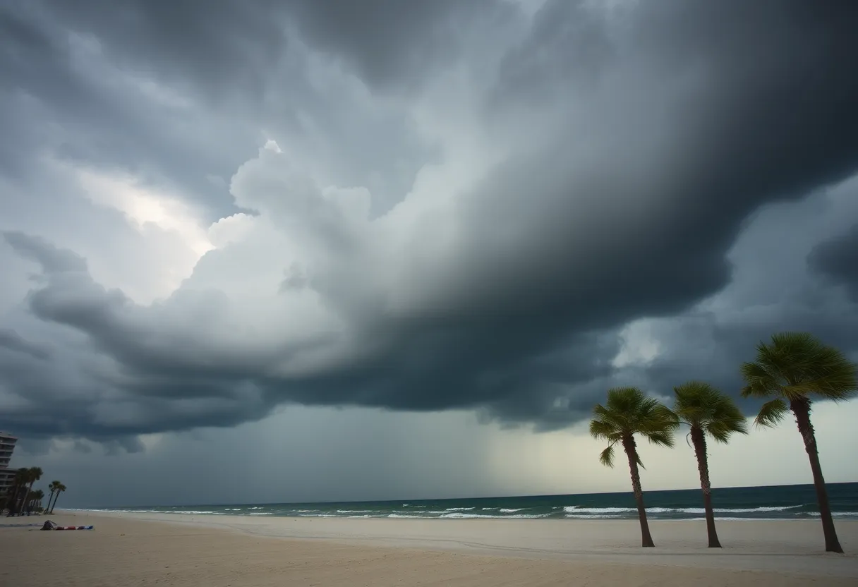 Ominous clouds gathering over Myrtle Beach beach area