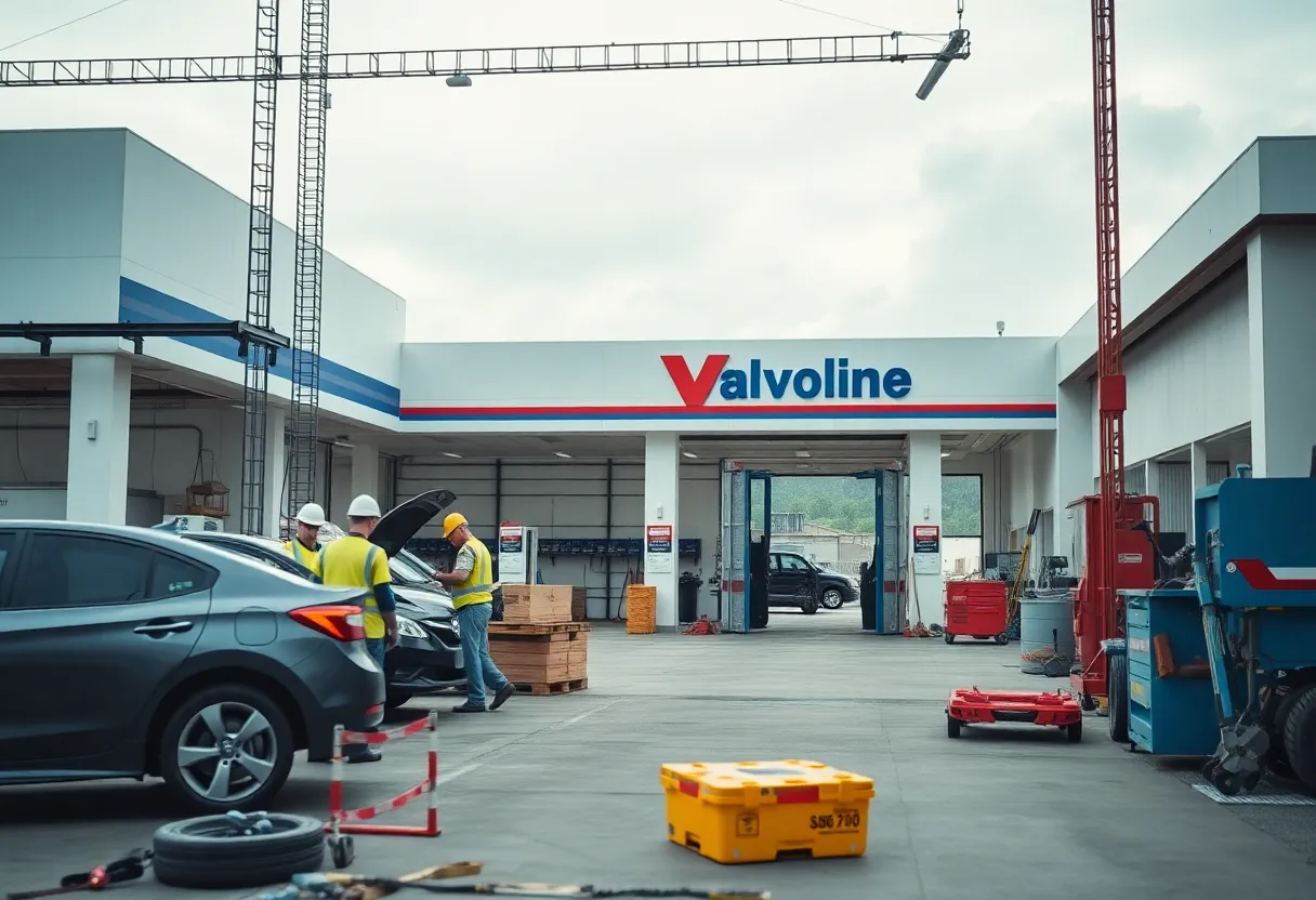 Construction of a new Valvoline oil change shop near Conway