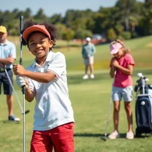 Young golfers practicing on a Myrtle Beach golf course